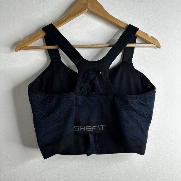 Shefit Sports Bra Womens 6 Luxe Black Zip Front Adjustable High Impact Support - Picture 6 of 7